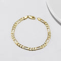 JOYFFO 18K Gold Over 925 Sterling Silver Figaro Chain Bracelet Trendy Vintage Style for Women and Men for Parties