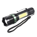 Outdoor Aluminum Alloy Flashlight T6 with COB Side Light USB Rechargeable Household Rotating Zoom Multifunction Flashlight