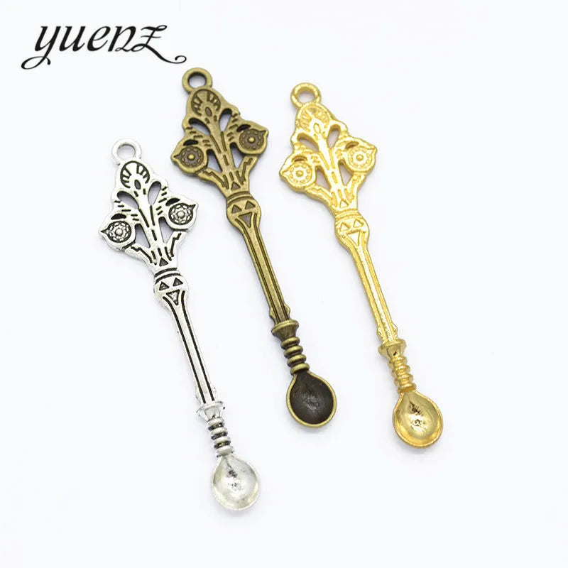 YuenZ 3 Colour Charms Spoon Antique Silver Plated Pendants Alloy Jewelry Making DIY Handmade Craft 60*15mm J387