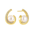 18k Gold Full Zircon Luxury Jewelry 925 Sterling Silver Freshwater Pearls Drop Earrings Women