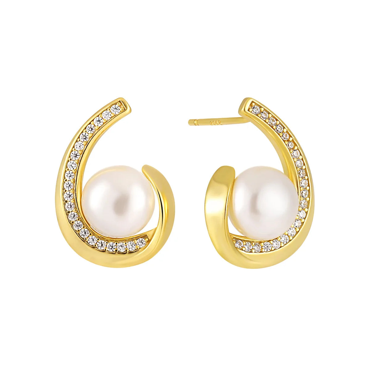 18k Gold Full Zircon Luxury Jewelry 925 Sterling Silver Freshwater Pearls Drop Earrings Women