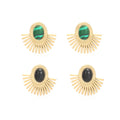 Ivanda New Arrival Stainless Steel Gold Plated Ear Clips Earrings with Fan-Shaped Gemstone for Women