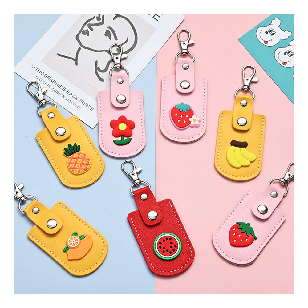 Pofeis Durable PU Leather Fruit Keychain Ntag Keyfob Pet Tag for Bag Door Dogs and Cats