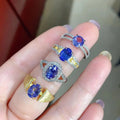 Hot Sale 925 Sterling Silver 18K Gold Plated Oval Cut Natural Tanzanite Rings New Design Korean Name Classic Weddings Parties