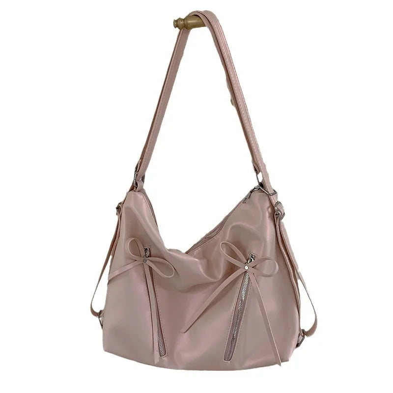 2024 New Korean Bowknot Backpack for Women Fashion  Personality Simple Casual Shoulder Large Capacity Tote Bag