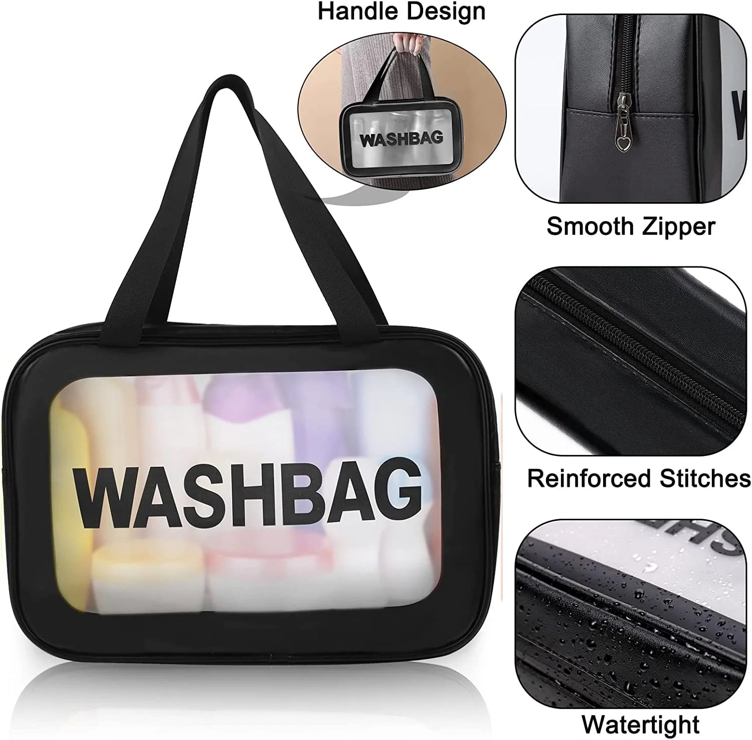 Custom Logo Waterproof Travel Toiletry Bag Makeup Zipper Bag Organizer Transparent Pvc Cosmetic Bag for Women