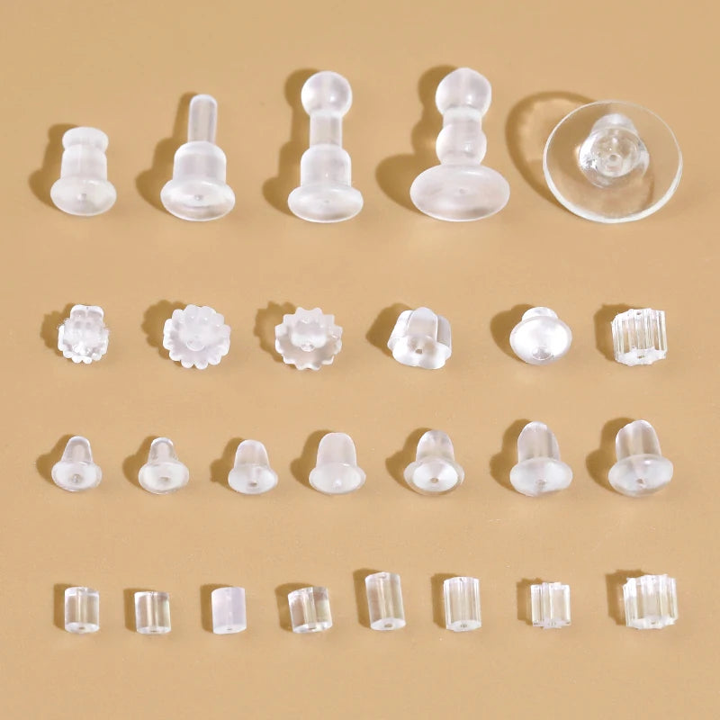 Factory Supply Clear Silicon Earring Backs Soft Stopper Replacement Stud Post 100pcs Unit for Jewelry Findings & Components