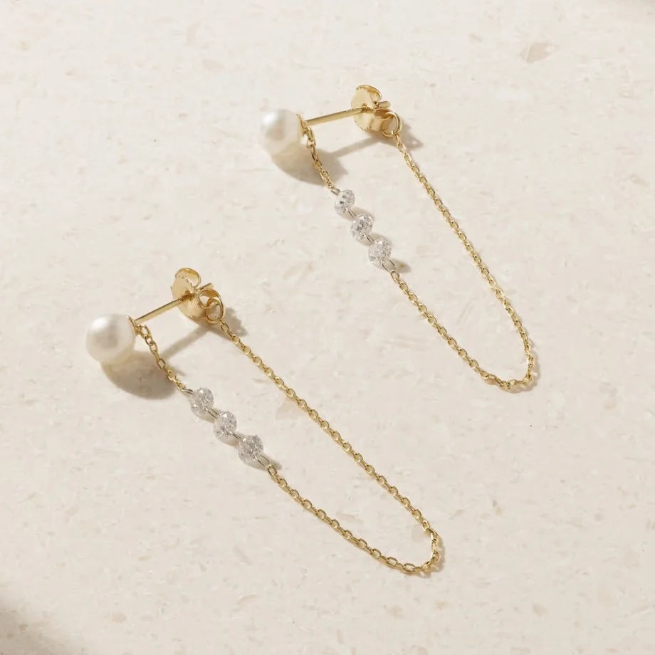 LOZRUNVE 925 Sterling Silver Jewelry 18k Gold Vermeil Korean Trending Freshwater Pearl Drop Long Chain Earring