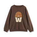 Spring New Women's Sweatshirt Letter Velvet Versatile Crew Neck Pullover for Students Casual Sweatshirt
