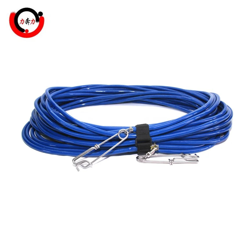 Blue PVC Float Line for Spearfishing and Free Diving with Heavy Duty Clips