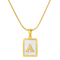 Ins Simple 26 Initial Stainless Steel square English Letters Pendant Necklace Jewelry Wholesaler