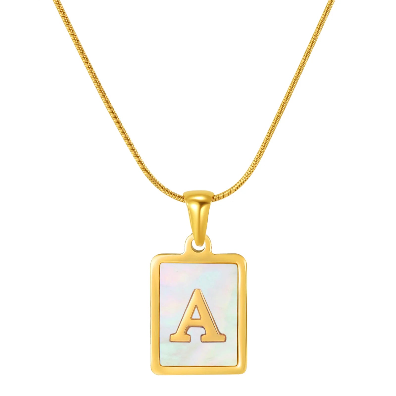 Ins Simple 26 Initial Stainless Steel square English Letters Pendant Necklace Jewelry Wholesaler