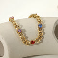 Aimgal Fine Jewelry 316 Stainless Steel PVD Plated 18K Gold 5A Colored Zircon Spliced Charm Trendy Party Unisex Gift Bracelet