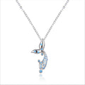 S925 Sterling Silver Small Fresh Mermaid Tail With Blue Zircon Diamond Pendant Necklace Charm Women Choker Necklaces Jewelry