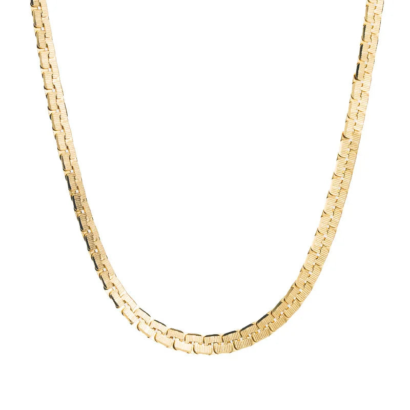 Wholesale 18k Gold Plated Stainless Steel Fashion Jewelry Simple Women Herringbone Chain Choker Necklace Women