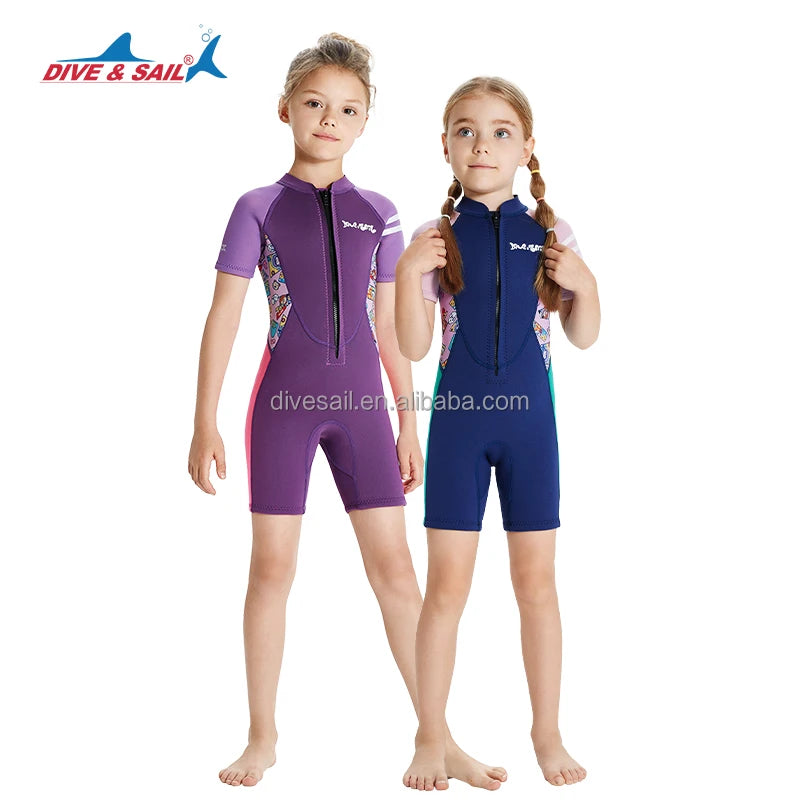 Kids Girls Neoprene Wetsuit Shorty One Piece Swimsuit 2.5mm Thick for Surfing & Freediving XL Anti-Bacterial UV Protection