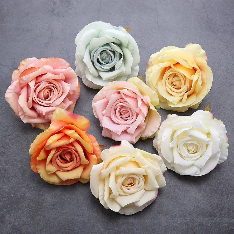 10cm Rose  Flower Head Wedding Flower Wall Road Decoration Silk Flower Head