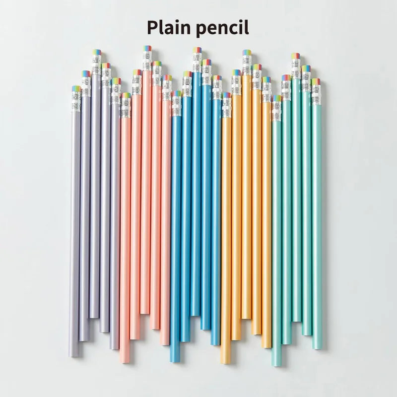 Wholesale Customizable Blank Shiny Triangular Pencil with Colored Eraser Pearl Film Multi Colored Writing HB Plastic Pencils