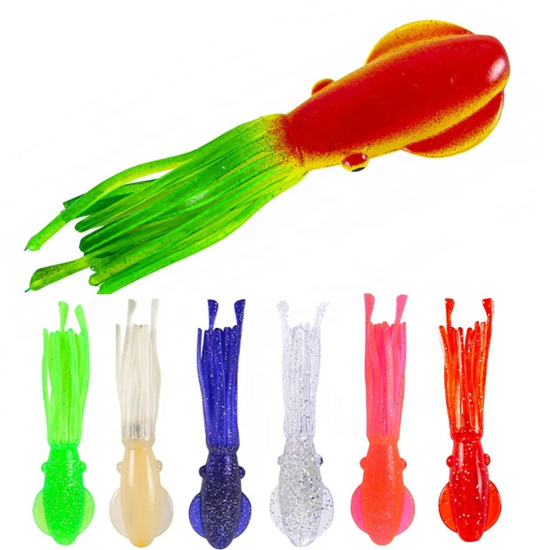 Trolling Calamari Squid Tuna Fishing Lure Bait 7.5/8.5/10.5/13.5/17/18.5/19 cm Soft Luminous Squid Trolling Lure Lumo Rubber Squ