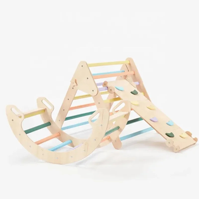 Piklers Triangle Montessori Wooden Climbing Gym Indoor Play Structure for Kids Featuring Climbing Frame and Triangle Set