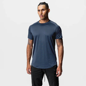 Fashion Hot Sale Men Short Sleeve Shirts Custom logo Casual Solid Color Gym Tops for Men