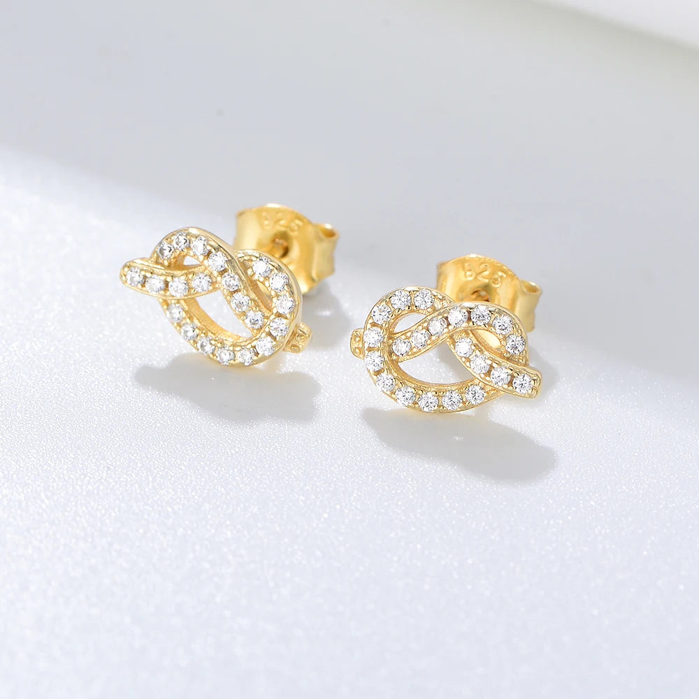 Fashion Statement Earring 18k Gold Plated Knot Stud Jewelry Custom Jewelry Silver 925 Stud Earring