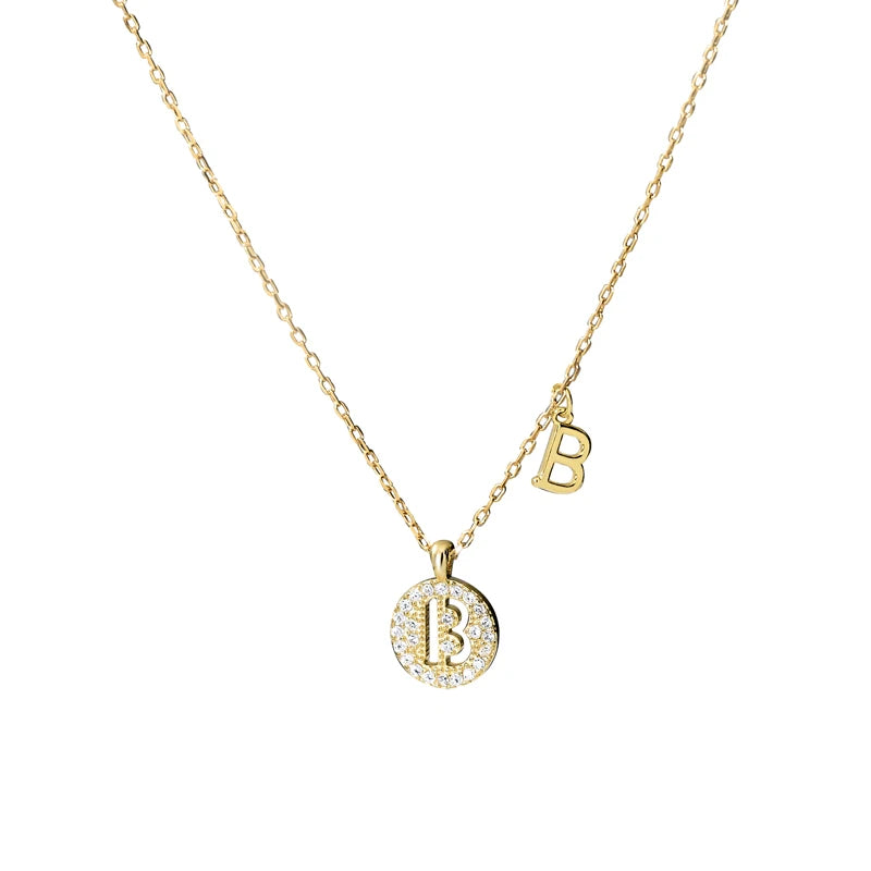Iced Out Pendant 925 Silver Zircon Letter Pendant Necklace for Women