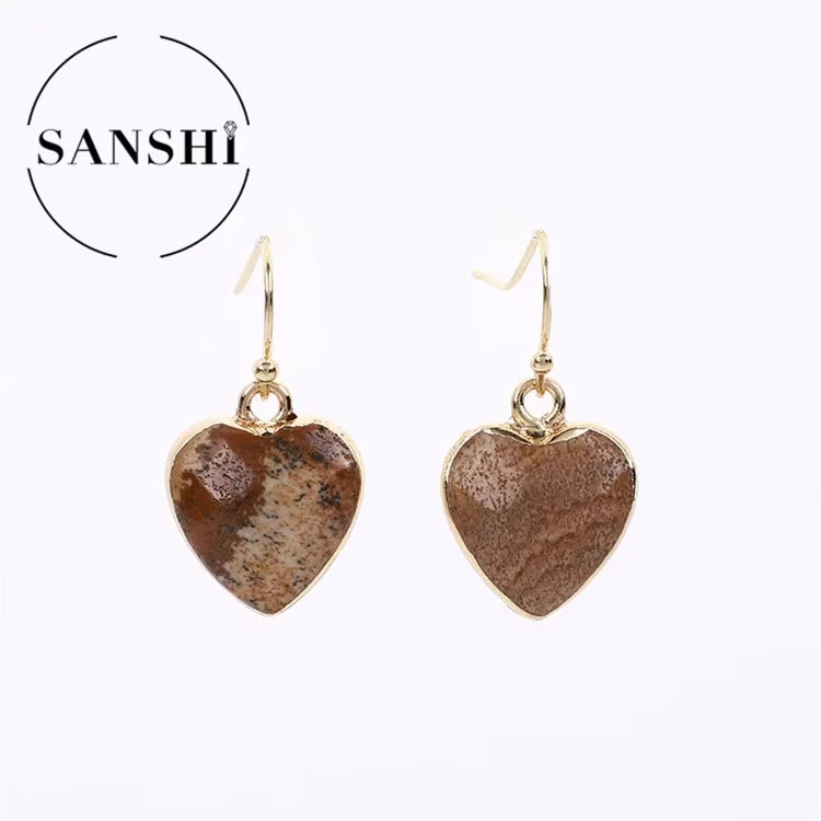 Fashion Wholesale Classic Heart Shaped Crystal Rhinestone Gold Plated Drop Earrings for Women Gift