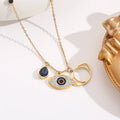 Luxury Water Drop Blue Zircon Devil's Eye Pendant Necklace Non Tarnish 18k Gold Plated Stainless Steel Choker Necklace for Women