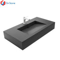 Wholesale Customizable Modern Design Solid Surface White Wall Hung Hand Basin Sink Single Hole Faucet Mount for Modern Bathrooms
