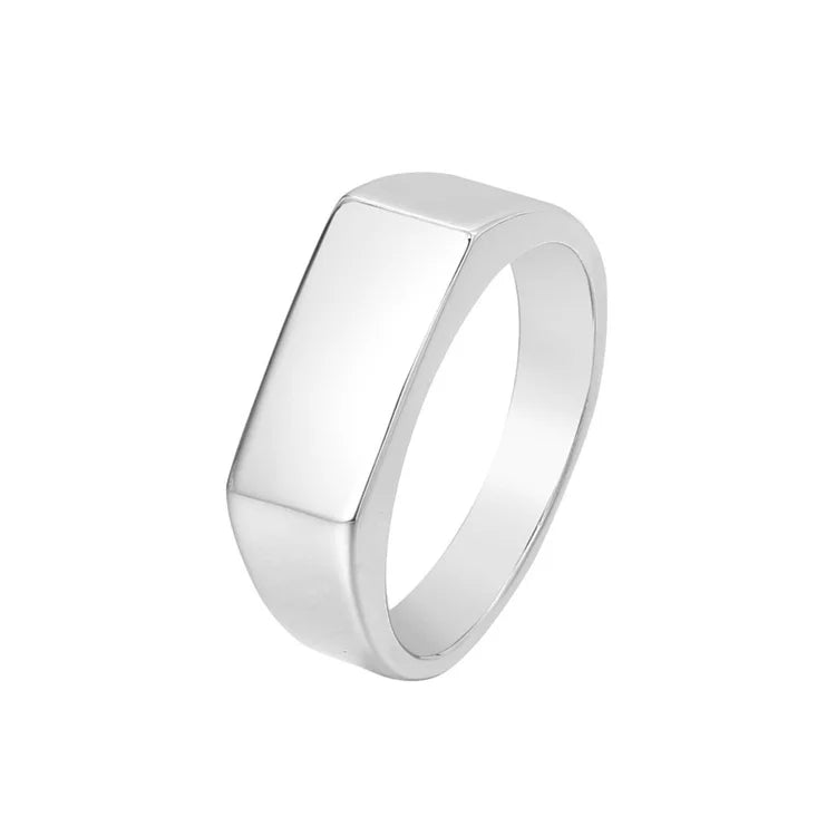 Simple Fashion Custom Engraved logo Letter Statement Ring DIY Geometric Blank Hoop Rings