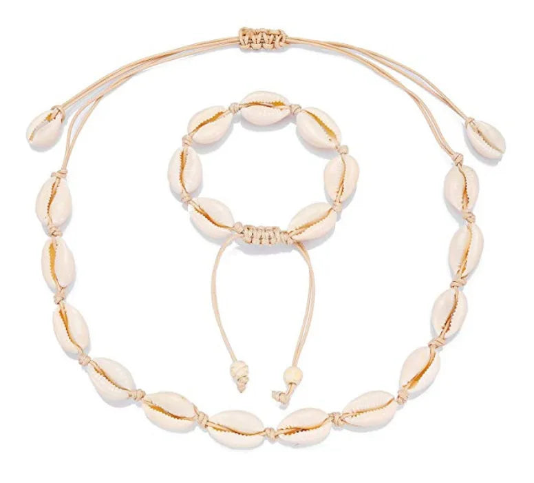 Wholesale Real Natural Cowrie White Black Shell Choker Necklace for Women