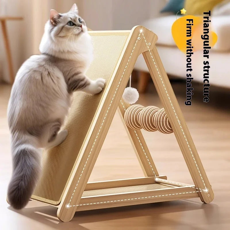 Solid Wood Sisal Cat Scratching Board Wear-Resistant No-Chip Vertical Cat Claw Column Cat Scratching Pad Toy Scratcher