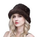 MWFur Luxury Ladies Mink Hair Hats Women Winter Fashion Winter Season Mink Fur Knitted Winter Hat With Fur Flower