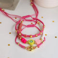 Sweet and Cute Style Polymer Clay Colorful Beaded Bracelet Fashion Fruit Hand Woven Bracelet for Women