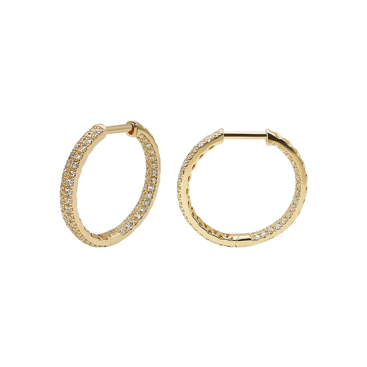 Wholesale 14K Real Solid Gold Moissanite Stone Hoop Earrings Fashion Design Women's Jewelry