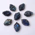 Wholesale Natural Labradorite Nine-tailed Fox Carvings Shinny Labradorite Pendant for Gift