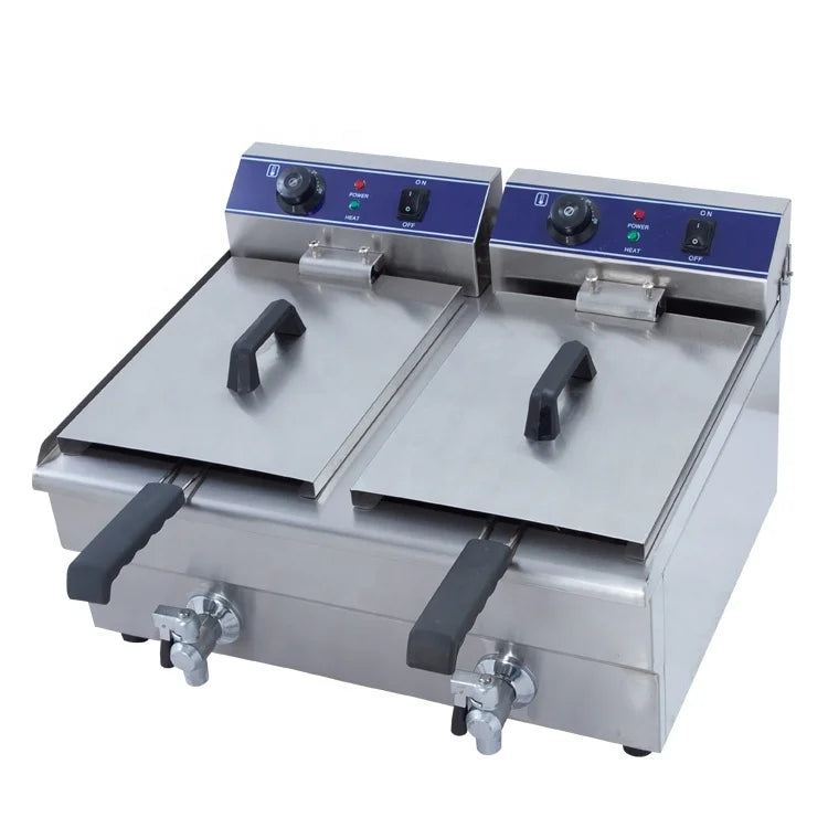 Double Tank 34Liters Commercial Electric Deep Fat Fryer for Sale