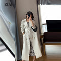 Customized White Windbreaker Women's Spring New High-end Atmosphere and Thin Mid-length Over-the-knee Coat