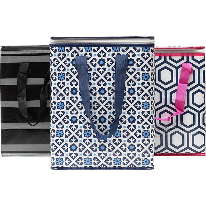 Ruthbag Heavy Duty Insulated Zippered Coolers Reusable Grocery Picnic Shopping Bags Colorful Collapsible with Letter Pattern