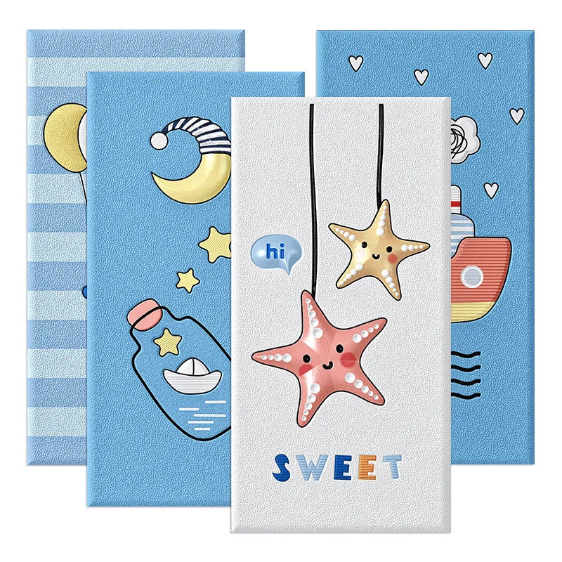 3D Floral Anti-Collision Wall Sticker Self-Adhesive Soft Pack Waterproof Wallpaper for Children's Room Kindergarten Bedside 3D
