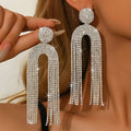 High-End 1 Pair of U-Shaped Jellyfish with Diamonds Retro Light Luxury Long Tassel Drop Earrings Personalized Fashion Accessory