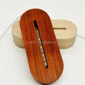 Walnut Wood 3D Night LED Light Bases for Modern Design Rectangular Wooden Lamp with Warm White Light Dimmable & USB Rechargeable MegaBDM