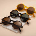 Retro Vintage Brand Men's Polarized Sunglasses Round Acetate Frame Lightweight and Comfortable with Tac Lenses