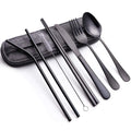 Dinnerware Set Portable Stainless Steel Flatware Set Travel Camping Cutlery Set with Waterproof Case