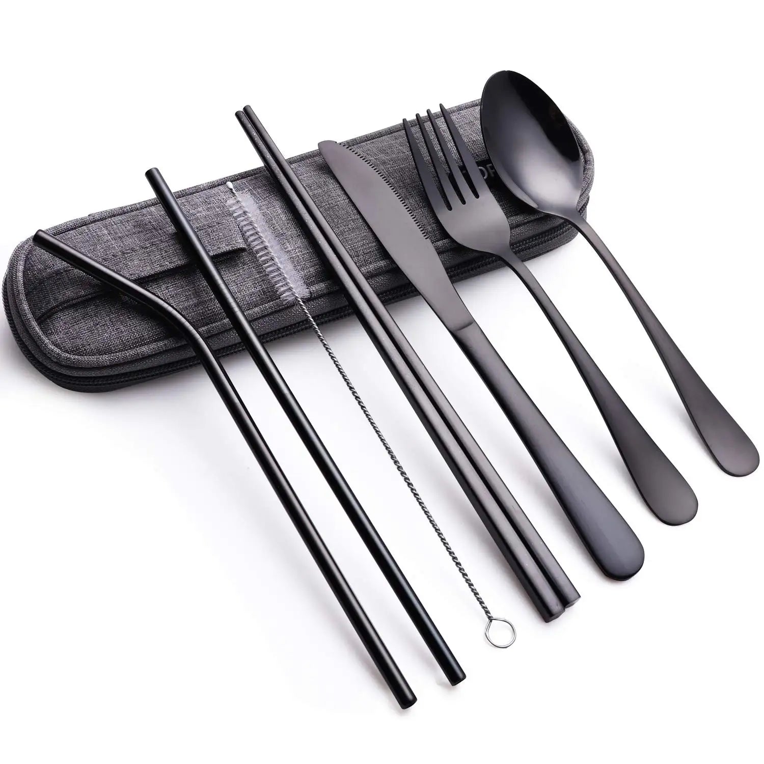 Dinnerware Set Portable Stainless Steel Flatware Set Travel Camping Cutlery Set with Waterproof Case
