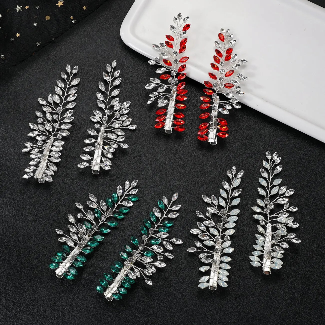 SLBRIDAL Handmade Colorful Crystal Rhinestones Wedding Hair Clip Barrettes Bridal Headpieces Hair Accessories Women Jewelry
