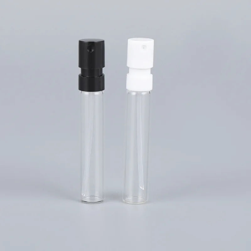 Empty 1.5ml 2ml Pocket Tester Perfume Sample Bottle with Plastic Spray Pump