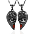Punk Jewelry Couple Necklace Stainless Steel Link Heart Pendant Magnetic Necklace