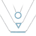 Custom Logo Original S925 Silver Hollow Geometric Triangle Turquoise Pendant Necklace Simple Stackable Clavicle Chain Parties